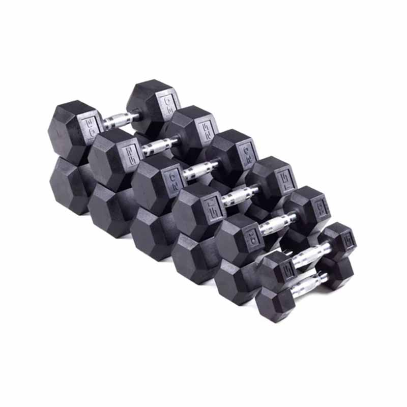 Haltère hexagonal en caoutchouc choix entre 3lb et 125lb - Fitness Dépôt +