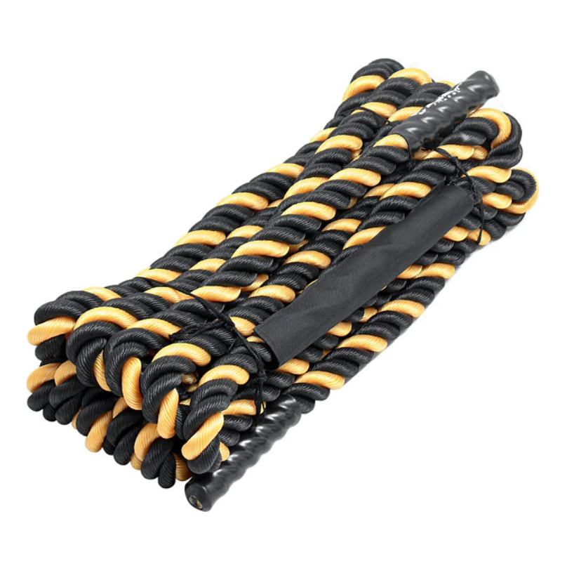 Corde de combat ondulée en nylon noir/jaune de 50'