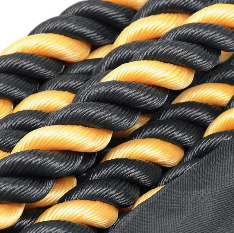 Corde de combat ondulée en nylon noir/jaune de 50'