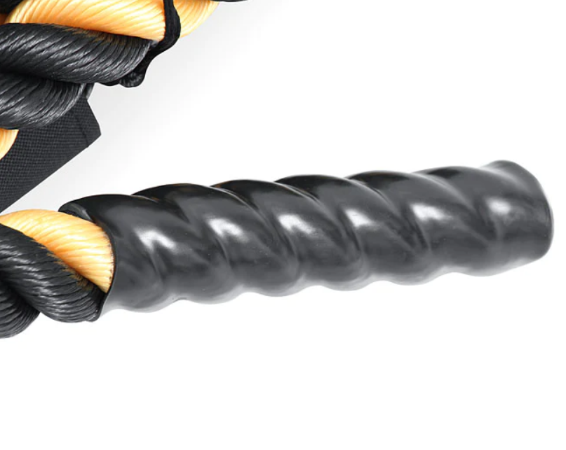 Corde de combat ondulée en nylon noir/jaune de 50'