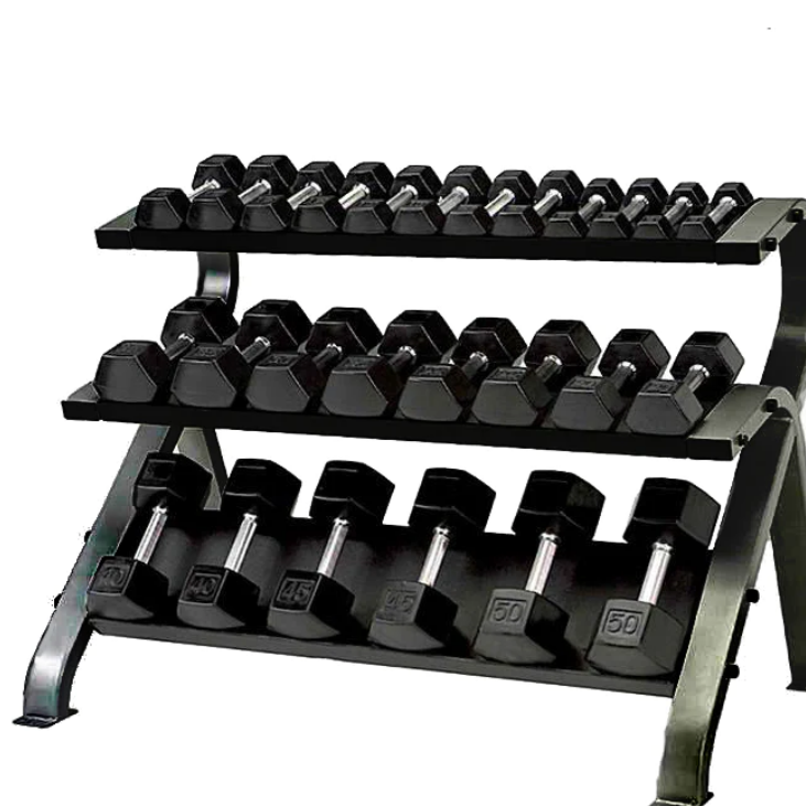 Support d'haltères hexagonal à 3 niveaux commercial Element Fitness - Poids vendus séparément