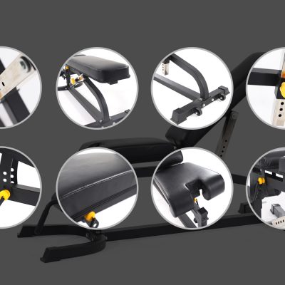 Banc de musculation Al-3018 avec attachement leg curl, leg extension et preacher curl