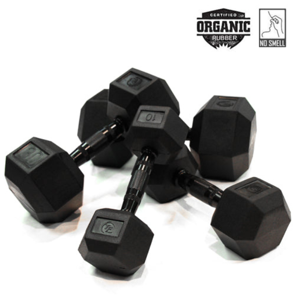 virgin rubber hex dumbbell set