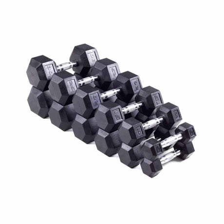Haltère hexagonal en caoutchouc choix entre 3lb et 125lb - Fitness Dépôt +