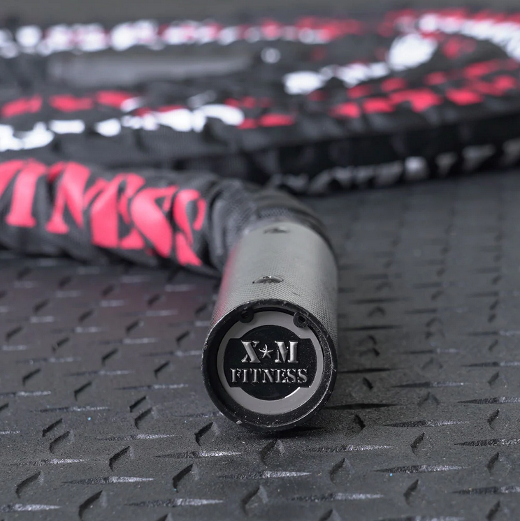 XM FITNESS 50' Premium Battle Rope with Sleeve - 1.5" Thick Gym Rope
