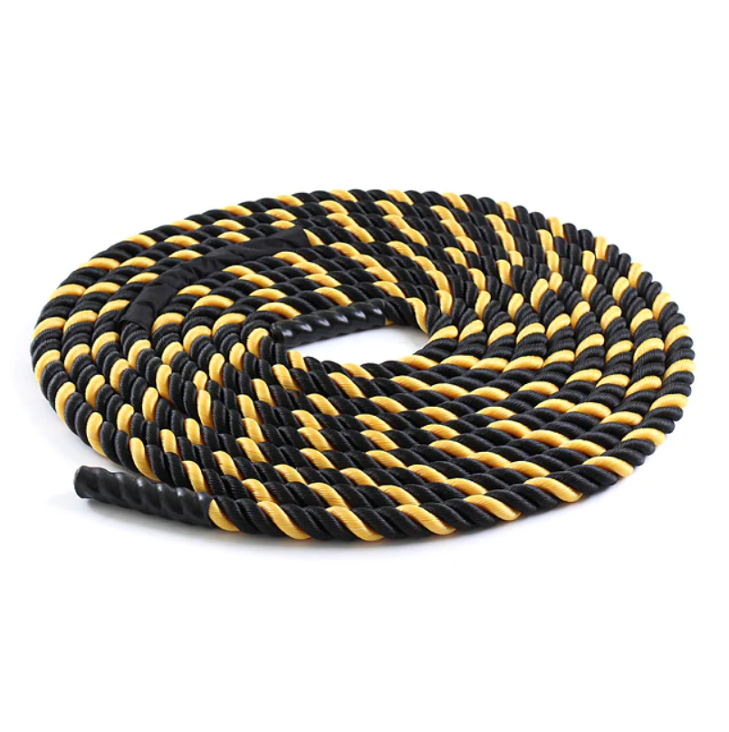 Corde de combat ondulée en nylon noir/jaune de 50'