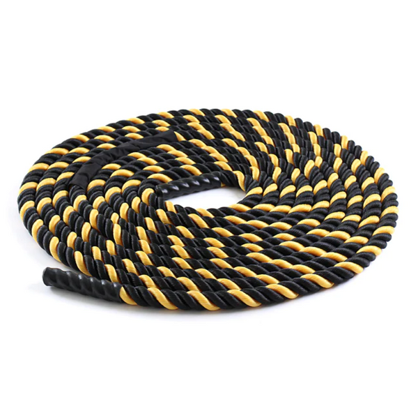 Corde de combat ondulée en nylon noir/jaune de 50'