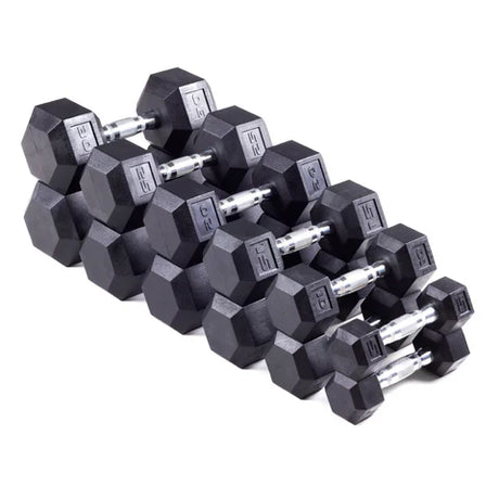 Haltère hexagonal en caoutchouc choix entre 3lb et 125lb - Fitness Dépôt +