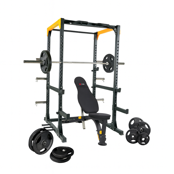 Ensemble Complet Force Pro (Cage, banc, barre, + poids)