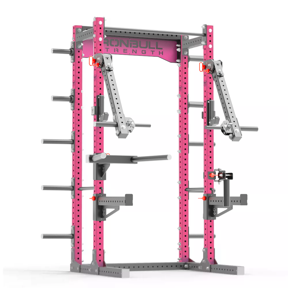 HR1 Pink Commercial Power Rack – Iron Bull Strength | Customizable Hal ...