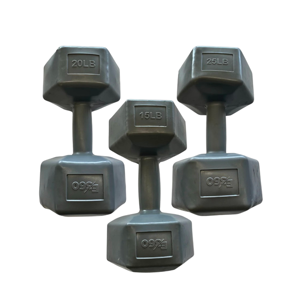 Haltère hexagonale revêtue de PVC | Choix de 15, 20, 25 lbs