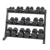 5-50 lb Rubber Hex Dumbbell Set + Rack